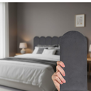 Ver imagem 1 de Cabeceira Casal Design Nuvem 45cm 7 Placas em Suede Macio:chumbo