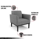 Ver imagem 3 de Kit 2 Poltronas Decorativas Isabella Pés Fixo em Madeira Preto Linho Cinza Mesclado G19 - Gran Belo