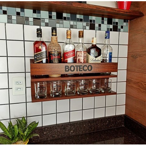 Bar de Parede Barzinho Decorativo Adega na Cor Imbuia Tema Boteco - Co2beer