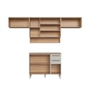 Ver imagem 5 de Cozinha Modulada 6 Peças com Tampo 120cm 8 Portas 2 Gavetas com Nicho Decorativo Isabelle Bege/Freijó/Arenas
