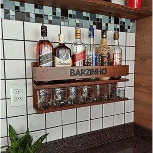 Bar de Parede Barzinho Decorativo Adega na Cor Imbuia - Co2beer