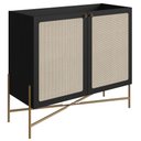 Ver imagem 1 de Balcão Bar Buffet 2 Portas Oslo Artesano 93 Cm (larg) Mdp Nero Palha Sintética Bege Pé Metal