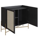 Ver imagem 3 de Balcão Bar Buffet 2 Portas Oslo Artesano 93 Cm (larg) Mdp Nero Palha Sintética Bege Pé Metal
