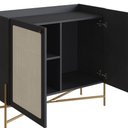 Ver imagem 4 de Balcão Bar Buffet 2 Portas Oslo Artesano 93 Cm (larg) Mdp Nero Palha Sintética Bege Pé Metal