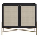 Ver imagem 2 de Balcão Bar Buffet 2 Portas Oslo Artesano 93 Cm (larg) Mdp Nero Palha Sintética Bege Pé Metal