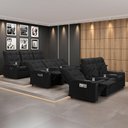 Ver imagem 2 de Poltrona Reclinável para Cinema Parma 3 Lugares Baú Usb Pu Preto Fh1 - D'Rossi