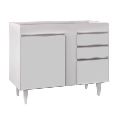Balcão de Cozinha Lavanderia sem Tampo 02 Gavetas Bia 100 cm - D’RossiBranco