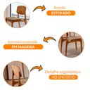 Ver imagem 5 de Conjunto com 2 Cadeiras Malta Gold em Madeira Maciça para Sala de Jantar Moderna Mobília