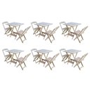 Ver imagem 1 de Kit 6 Conjuntos De Mesa Dobravel Com 2 Cadeiras De Madeira 70X70 - Sem Pintura - Marrom