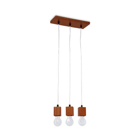 Pendente Triplo Regulável de Madeira 30cm Imbuia
