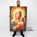 Ver imagem 2 de Quadro Decorativo Maria e Jesus em Tela Canvas Tacolado Moldura Flutuante 4,5cm Madeira 80 X 120cm