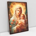 Ver imagem 1 de Quadro Decorativo Maria e Jesus em Tela Canvas Tacolado Moldura Flutuante 4,5cm Madeira 80 X 120cm