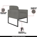 Ver imagem 7 de Conjunto Namoradeira e Poltrona Decorativa Isabella Base Industrial Suede Grafite/Preto - Gran Belo