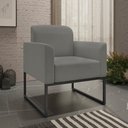 Ver imagem 3 de Conjunto Namoradeira e Poltrona Decorativa Isabella Base Industrial Suede Grafite/Preto - Gran Belo