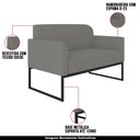 Ver imagem 6 de Conjunto Namoradeira e Poltrona Decorativa Isabella Base Industrial Suede Grafite/Preto - Gran Belo