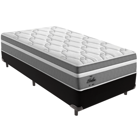 Cama Box e Colchão Berlim Molas Ensacadas Solteiro Probel: Preto