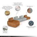 Ver imagem 3 de Sofá Ilha Sala de Estar Dakota 4 Módulos 626cm Encostos Almofadas Soltas Pu Caramelo/cinza G33 - Gra
