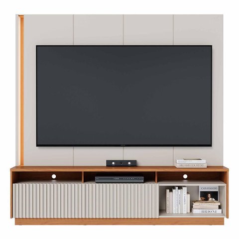 Estante Home Theater Jordão Off White Matte/freijó para Tv até 75” - Colibri