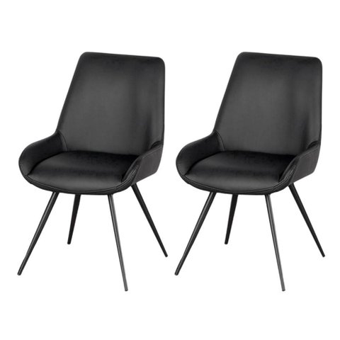 Kit 2 Cadeiras Giratórias Aline Rivatti 52 Cm (largura) Estofado em Pu Preto e Base em Aço