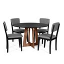 Ver imagem 1 de Mesa de Jantar Redonda Montreal Pret/nor com 4 Cadeiras Estofadas Ella Preto/cinza Escuro