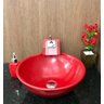 Kit cuba louça vermelha redonda,válvula,torneir,sifão e sab - 6