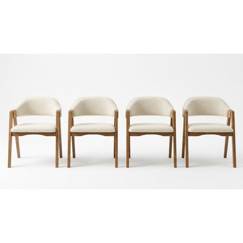 Cadeira Concha Bella Kit 4 Unidades Madeira Maciça Bouclê Off White