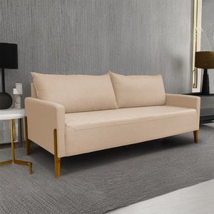 Sofá Elegance 2 Lugares 1,40m Linho Bege Recepção Consultório Clean Moderno - Lv