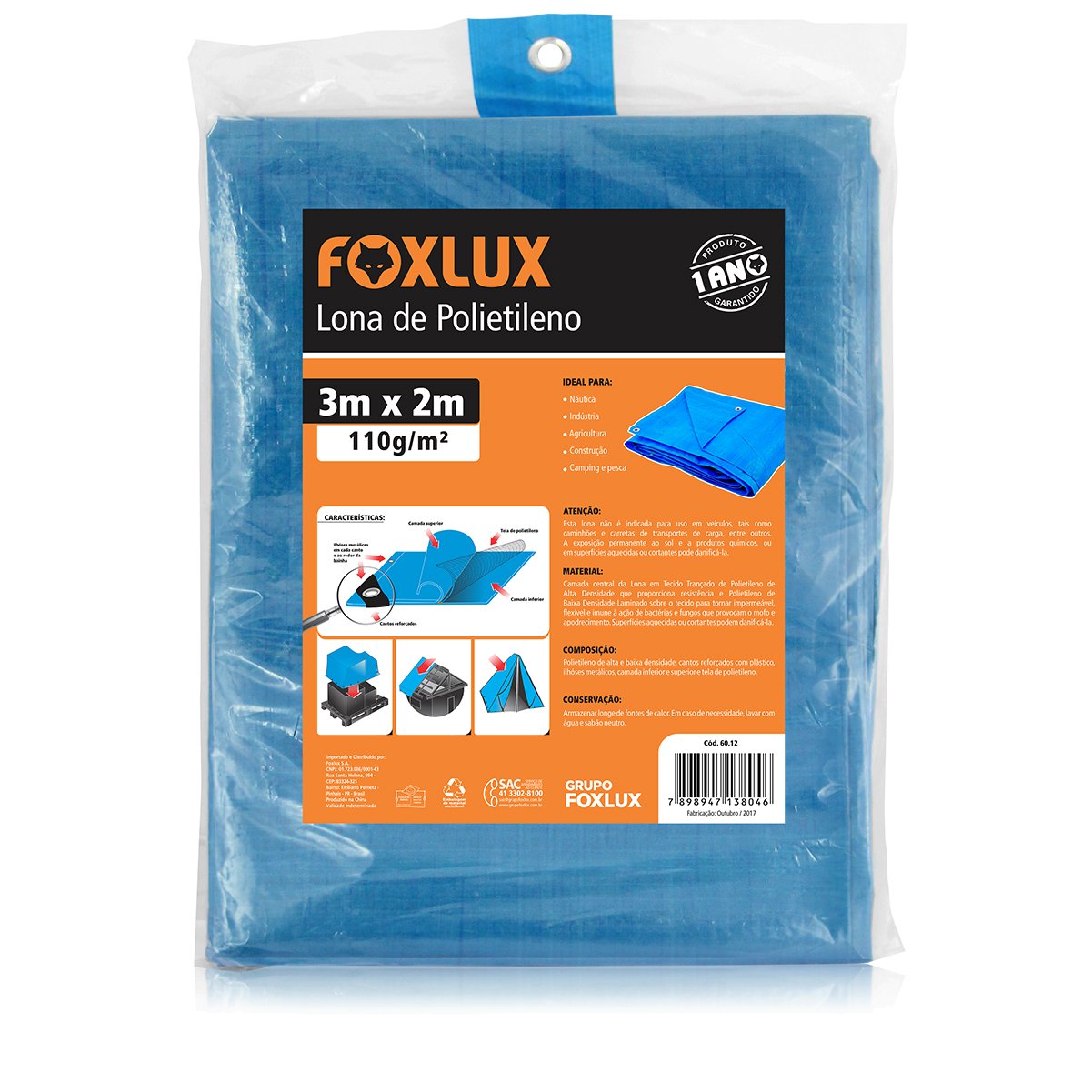 Lona Foxlux Polietileno Azul 3x2 60.12 - 2