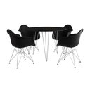 Ver imagem 6 de Mesa Jantar Redonda 110cm Preta Clips 3 Pés com 4 Poltronas Pretas Ferro Branco - Cor: Preto