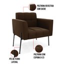 Ver imagem 5 de Poltrona Pé de Ferro Preto para Sala Elisa Suede Marrom D03 - D'Rossi