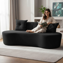 Ver imagem 1 de Sofá 2 Lugares Orgânico Curvo Madrid 150cm Suede Preto