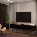 Ver imagem 2 de Rack Suspenso Future 2 Portas Dj Móveis 180,5 Cm Preto Nature