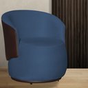 Ver imagem 2 de Poltrona Orgânica Decorativa Beatriz Suede Composê Corino Marrom Base Fixa - Azul Royal