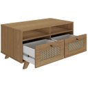 Ver imagem 5 de Mesa de Centro Trama 2 Gavetas 2 Prateleiras - Carvalho / Palha