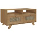 Ver imagem 4 de Mesa de Centro Trama 2 Gavetas 2 Prateleiras - Carvalho / Palha