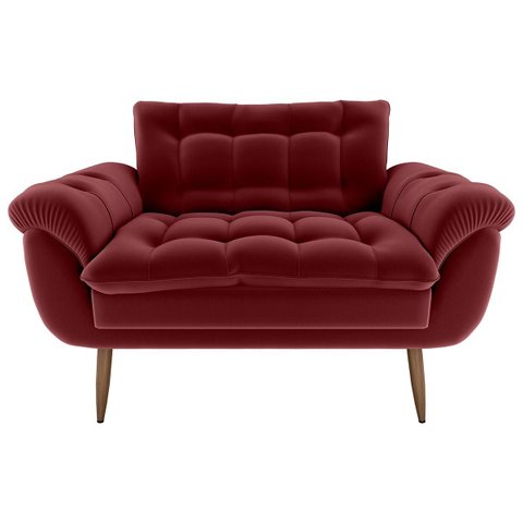 Poltrona Decorativa Xangai 2 Lugares Veludo Vermelho - Matrix