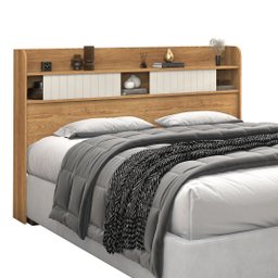 Cabeceira Dubai Mdf Prateleiras Portas Correr Quarto Moderno:queen/bege - 2