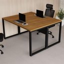 Ver imagem 1 de Plataforma de Trabalho Retangular F5 Office Industrial MDF 140cm Nogal com Preto