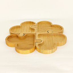 Petisqueira Quebra Cabeça Coração em bambu 4 peças - 1