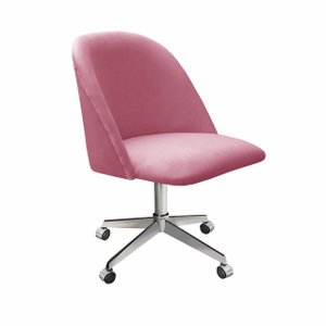 Poltrona Gaia Cadeira Giratória Rodizio Sala, Quarto, Escritório Recepção - Suede Rosa
