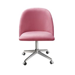 Poltrona Gaia Cadeira Giratória Rodizio Sala, Quarto, Escritório Recepção - Suede Rosa - 2