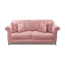 Ver imagem 5 de Sofá 3 Lugares Pé de Madeira Julieta 220 Cm Veludo Rosa S04 - D'Rossi