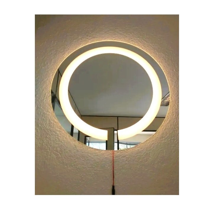 Espelho Redondo Jateado Iluminado com Led Quente 60cm - 8