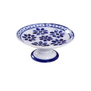 Porta Bolo com Pé Porcelana Monte Sião Pintado a Mão