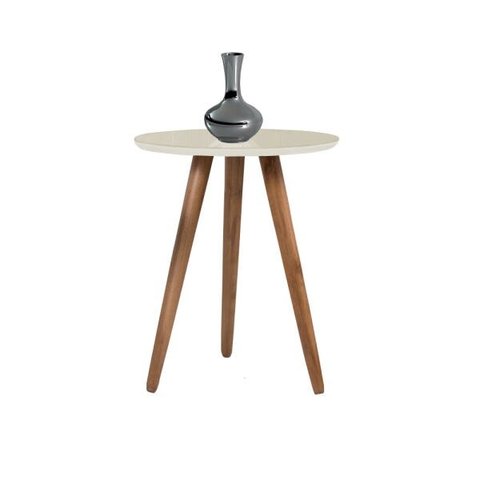 Mesa Lateral Jade Pé Palito C&M Decor:Off White