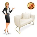 Ver imagem 5 de Namoradeira Paola 02 Lugares Linho Base Metálica Dourado - D’Rossi - A19 Grosso Bege
