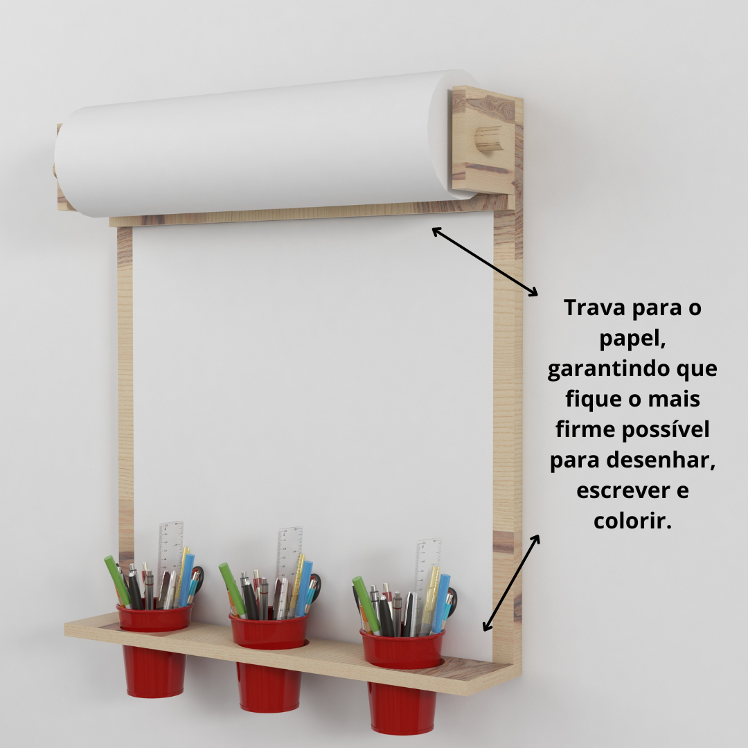Painel Lousa Criativa Educativa Montessori Infantil de Madeira + Bobina de Papel - 4