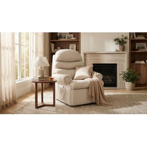 Poltrona Amamentação Reclinavel Courino Corano Acolchoada Bege Top Sofas