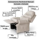Ver imagem 3 de Poltrona Amamentação Reclinavel Courino Corano Acolchoada Bege Top Sofas
