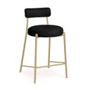 Ver imagem 1 de Banqueta Cozinha Alta com Encosto Industrial Champanhe Londres Pu Preto D03 - D'Rossi